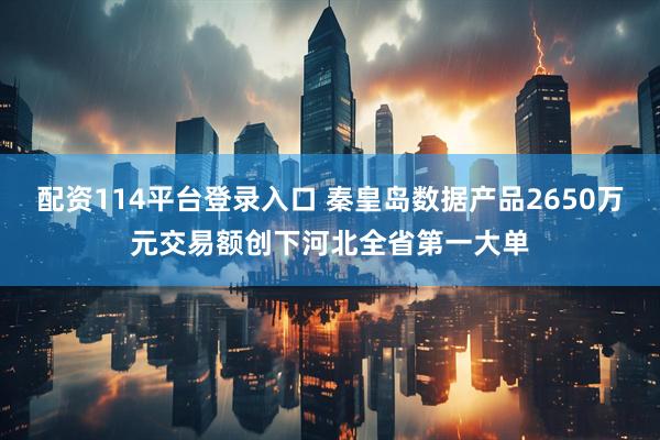 配资114平台登录入口 秦皇岛数据产品2650万元交易额创下河北全省第一大单